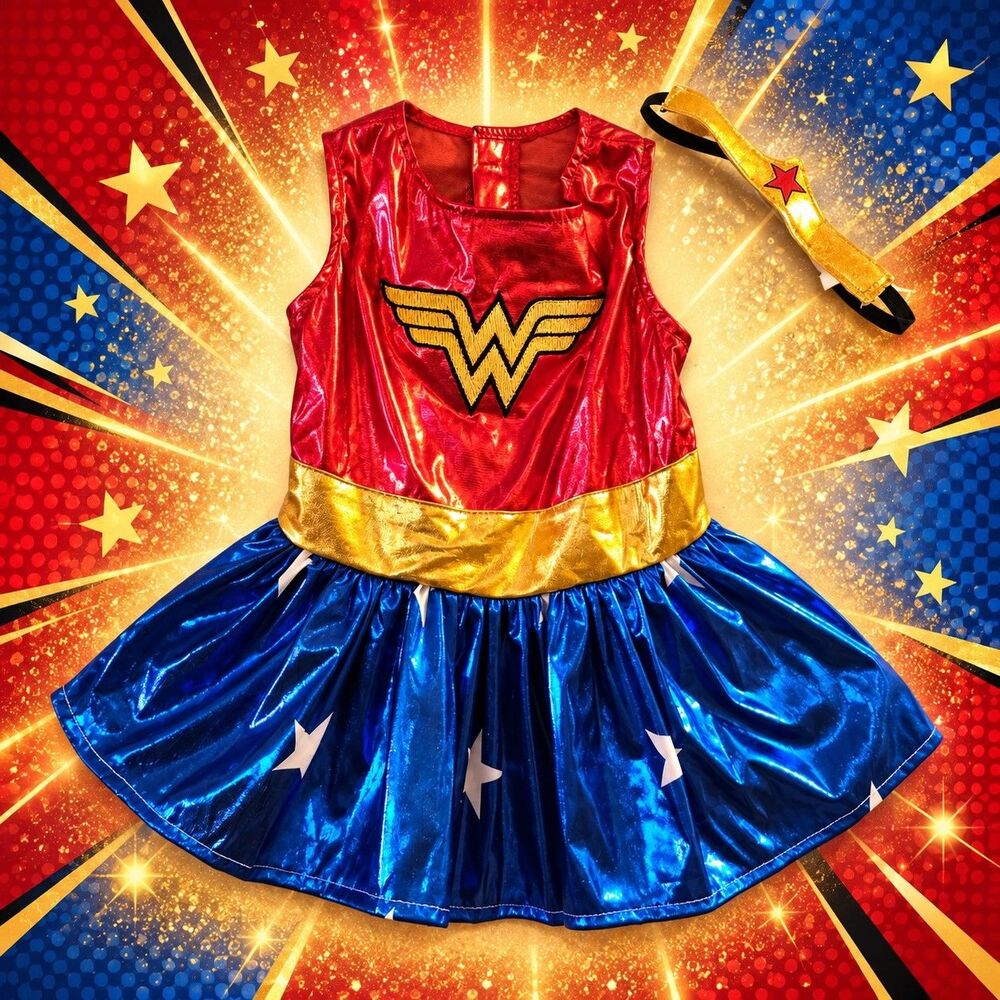 Rubie's Wonder Woman Dog Costume Medium Dress Headband DC Comics Halloween C203